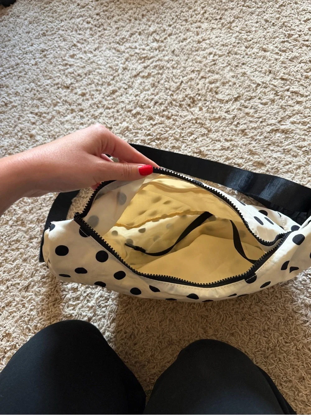 BAGGU x UO White Crescent Bag with Black Polka Dots